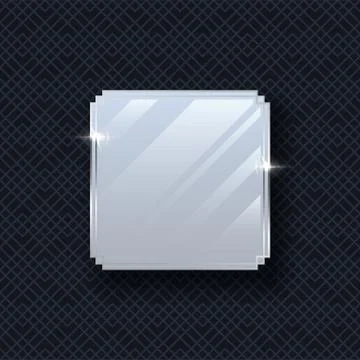 Silver makeup mirror vector mockup isolated on dark pattern background. 库存插图