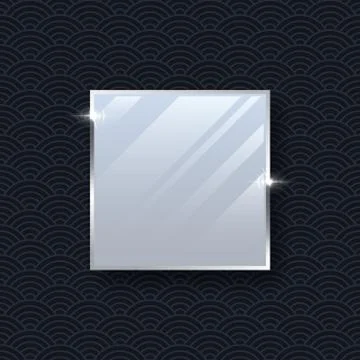 Silver makeup mirror vector mockup isolated on dark pattern background. Stock Illustration