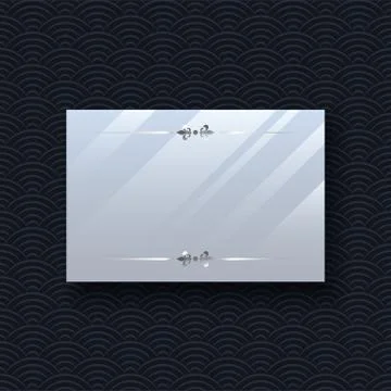 Silver makeup mirror vector mockup isolated on dark pattern background. Illustrazione stock