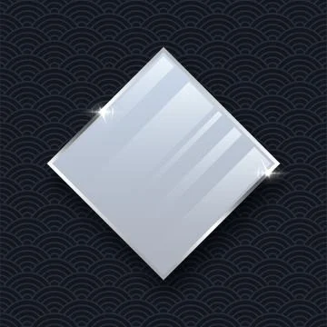 Silver makeup mirror vector mockup isolated on dark pattern background. 库存插图