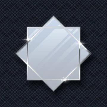 Silver makeup mirror vector mockup isolated on dark pattern background. Illustrazione stock