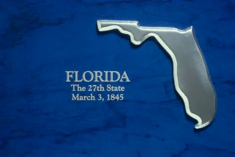 Silver Map of Florida Stock Photos