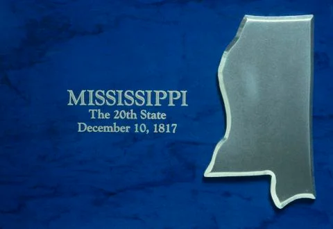 Silver Map of Mississippi Stock Photos