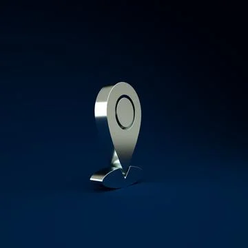 Silver Map pin icon isolated on blue background. Navigation, pointer, locatio 스톡 일러스트