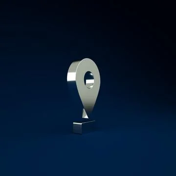 Silver Map pin icon isolated on blue background. Navigation, pointer, locatio 스톡 일러스트