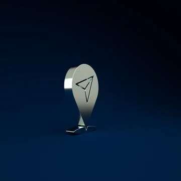 Silver Map pin icon isolated on blue background. Navigation, pointer, locatio Stockillustratie
