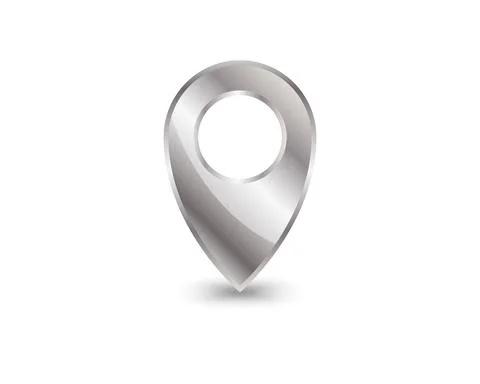 Silver Map pin icon isolated on white background. Pointer symbol. Location si Stock Illustration