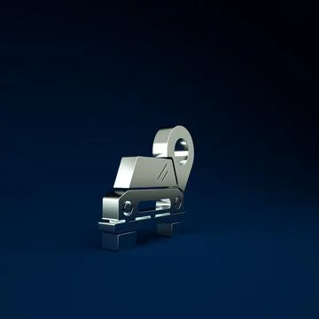 Silver Map pointer with taxi icon isolated on blue background. Location symbo Stock Illustration