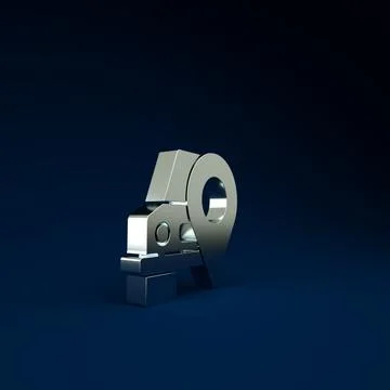 Silver Map pointer with taxi icon isolated on blue background. Location symbo 스톡 일러스트