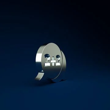 Silver Math system of equation solution on speech bubble icon isolated on blu Stock Illustration