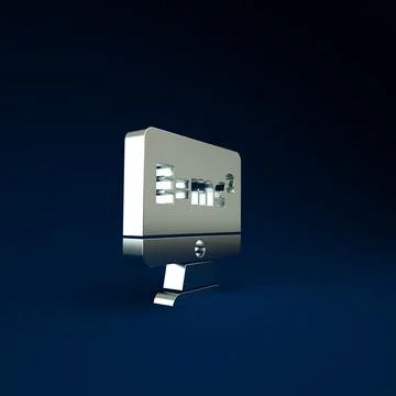 Silver Math system of equation solution on computer monitor icon isolated on  스톡 일러스트