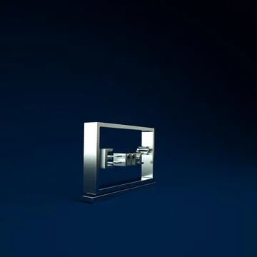 Silver Math system of equation solution on chalkboard icon isolated on blue b Illustrazione stock