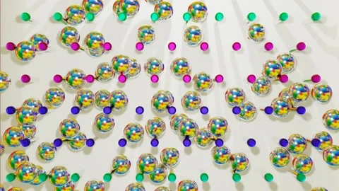 Silver matte spheres fall through many cylinders. 3d render Stock Footage 253874629