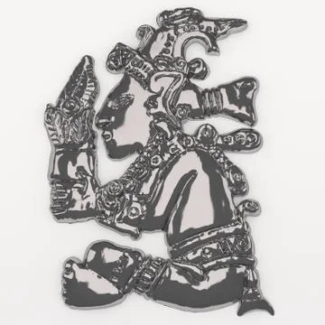 Silver Mayan Sculpture Stock Illustration