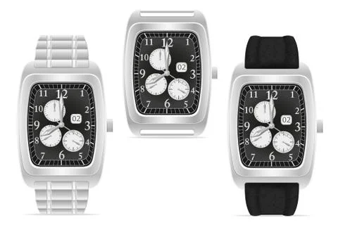 Silver mechanical wristwatch vector illustration Stock Illustration