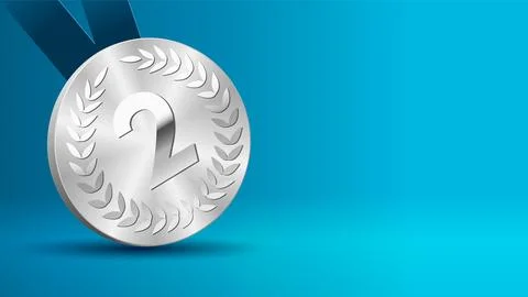 Silver medal awards copyspace background for tournament winner Stock Illustration
