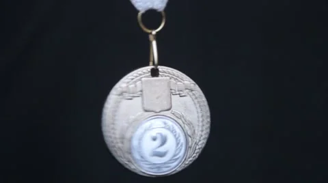 Silver medal on a black Stock Footage 60393547