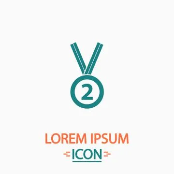 Silver medal computer symbol Stock Illustration