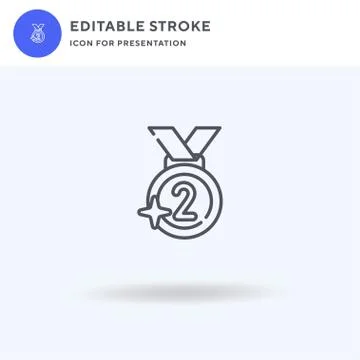 Silver Medal icon vector, filled flat sign, solid pictogram isolated on white Stock Illustration