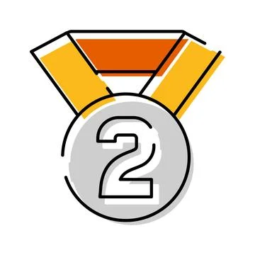 Silver medal recognizing second place achievement in competition Stock Illustration