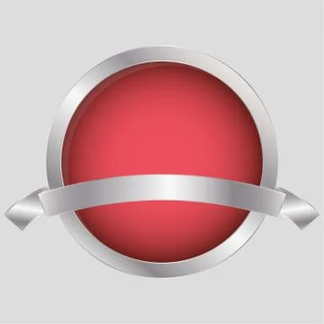 Silver medal with red inner circle and blank ribbon. Stock Illustration