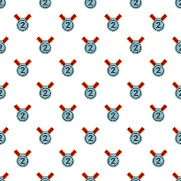 Silver medal second place seamless pattern background Stockillustratie