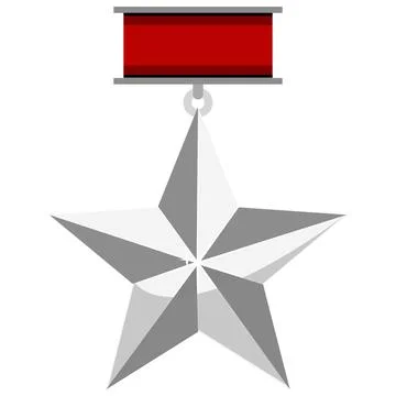 Silver medal in the shape of a star. Stock Illustration