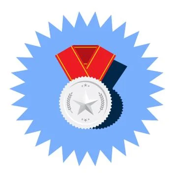 Silver medal with star vector flat icon 스톡 일러스트