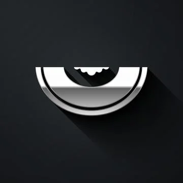 Silver Melon fruit icon isolated on black background. Long shadow style. Vect Stock Illustration