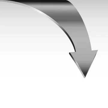 Silver metal arrow points down Stock Illustration