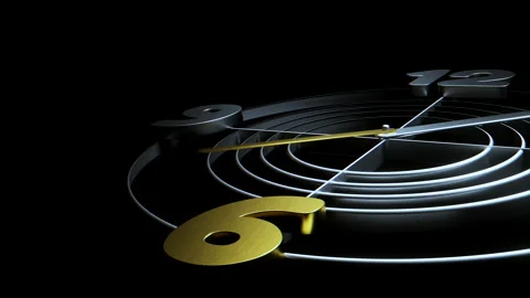Silver metal clock with golden elements on dark background Stock Footage 159713781