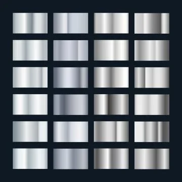 Silver Metal Gradient. Collection of Chrome Pattern. Realistic Shine Metallic Ilustración de archivo