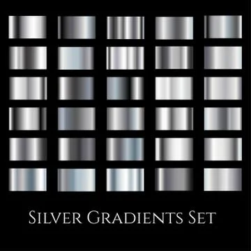 Silver metal gradient set. Gradation design swatches collection Stock Illustration