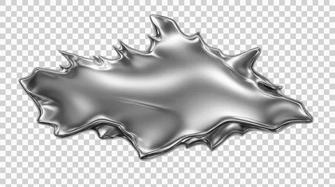 Silver metal liquid splash with sharp spikes, chrome foil isolated on trans.. Stock Illustration