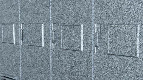 Silver Metal Locker Row Background 3d render. Stock Illustration