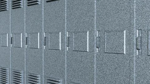 Silver Metal Locker Row Background 3d render. Stock Illustration