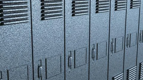Silver Metal Locker Row Background 3d render. Stock Illustration
