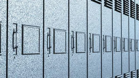 Silver Metal Locker Row Background 3d render. Illustration