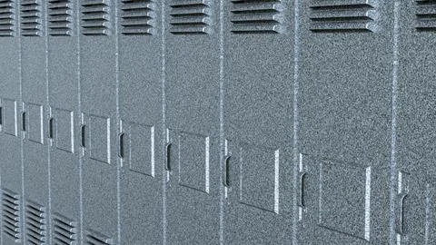 Silver Metal Locker Row Background 3d render. Stock Photos