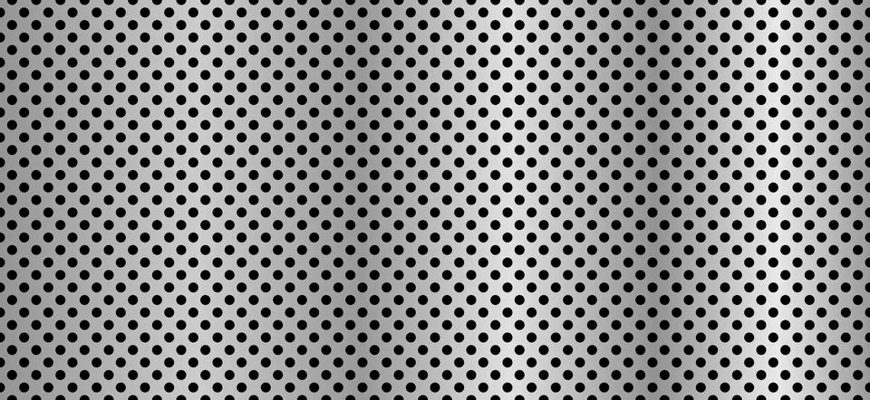 Silver metal perforated seamless pattern. Chrome steel grill surface with c.. Stock Illustration