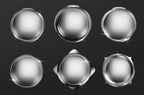 Silver metal ring frame set Stock Illustration