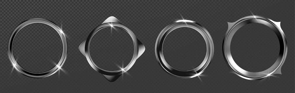 Silver metal ring frames collection イラスト素材