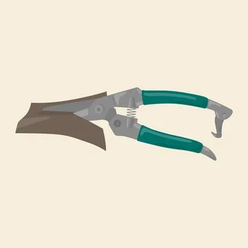 Silver metal scissors cutting sheet metal vector illustration Stock Illustration