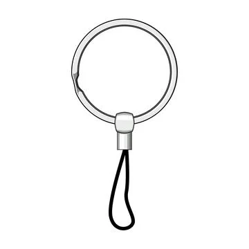 Silver metal split ring with black strap loop Stock Illustration