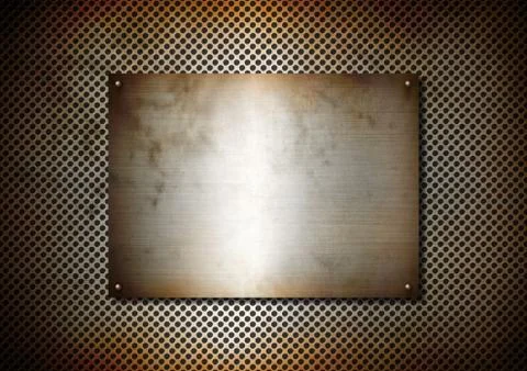 Silver metal texture rusty plate with screws Illustrazione stock