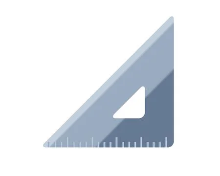 Silver metal triangular ruler icon, as used to draw lines and measur.. Stock Illustration