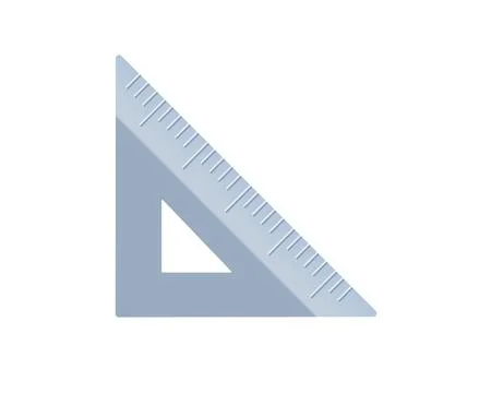 Silver metal triangular ruler icon, as used to draw lines and measure distance Illustrazione stock