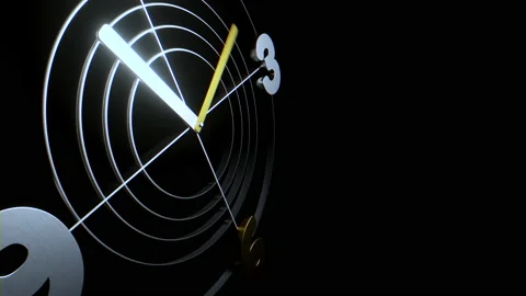 Silver metal wall clock with target design Video stock 159713774