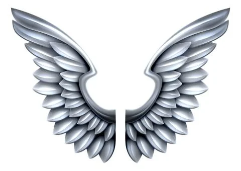 Silver Metal Wings Illustrazione stock