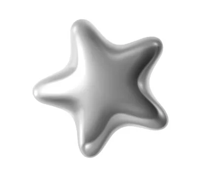 Silver metallic 3d five point star realistic shape Illustrazione stock